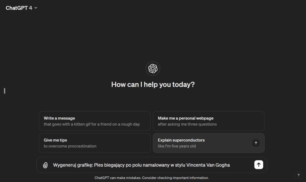 Generowanie grafik DALL-E 3.